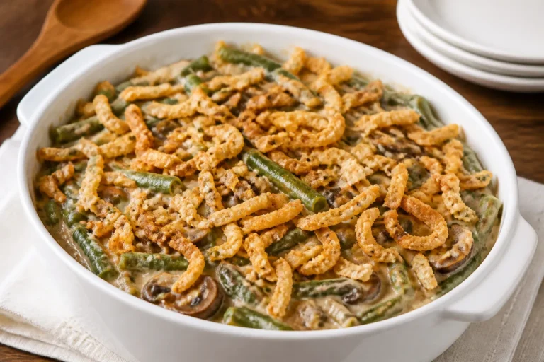 Green Bean Casserole With Cream of Mushroom Soup – A Cozy, Crowd-Pleasing Classic