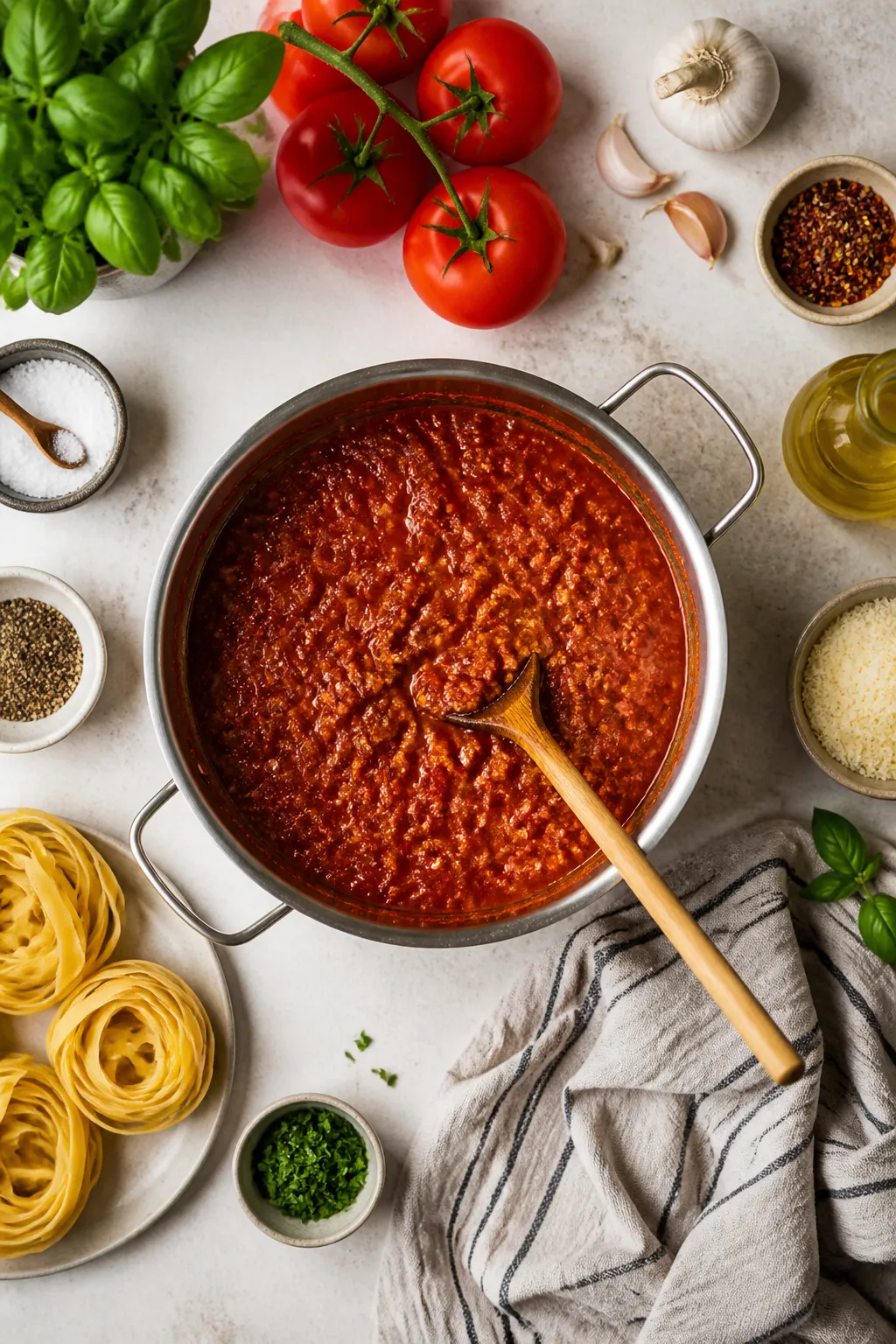 Cooking process, overhead shot: A 2–