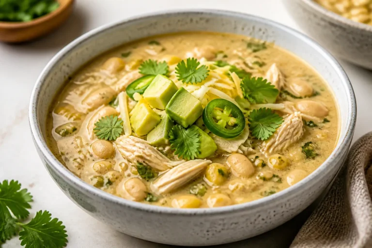 High Protein White Chicken Chili – Cozy, Creamy, and Meal-Prep Friendly